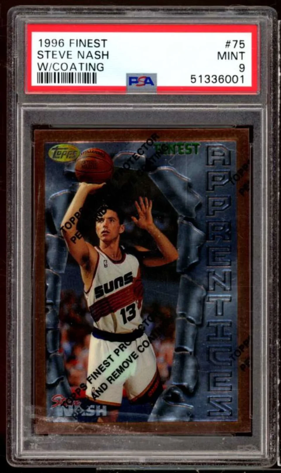 Dining Travel Steve Nash Rookie Card 1996-97 Finest w/Coating #75 PSA 9