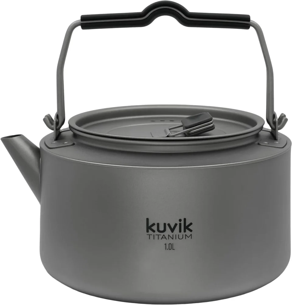 Best-Selling Kuvik 1.0L (33.8 oz) Titanium Kettle - Ultralight and Compact Kettle for Backpacking, Camping, and Home