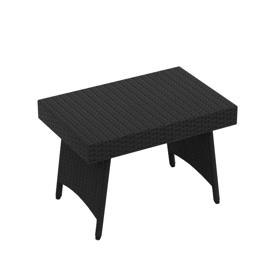 Matte Polytrends Peader Outdoor Wicker Adjustable Collapsible Folding Table Black