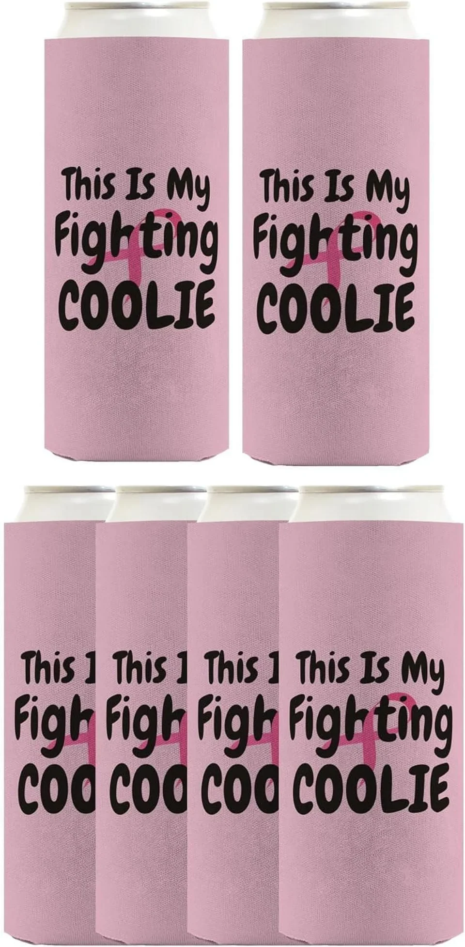 Value Durable Breast Cancer Gifts For Women This Is My Fighting Coolie 6-Pack Ultra Slim Can Coolers Ribbon