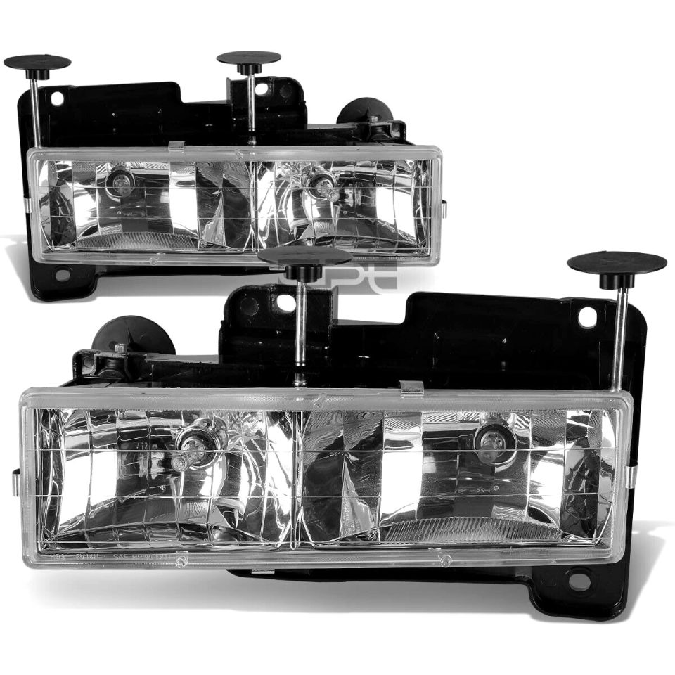 Essential Healthy 88-98 Gmc Sierra Chevy Silverado C/K Truck K3500 Chrome Head Lamp+Light Bulb