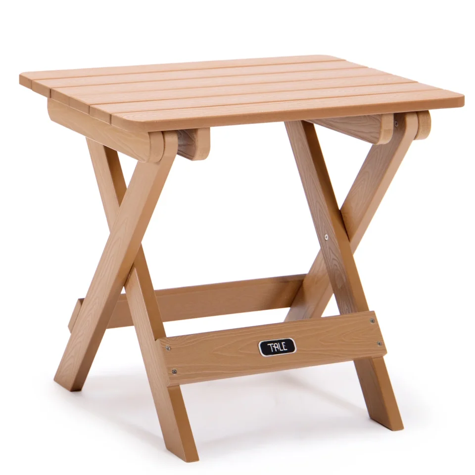 Kitchen TALE Adirondack Portable Folding Side Table Square All-Weather and Fade-Resistant Plastic Wood Table Perfect for Outdoor Garden, Beach, Camping, Picnics Brown