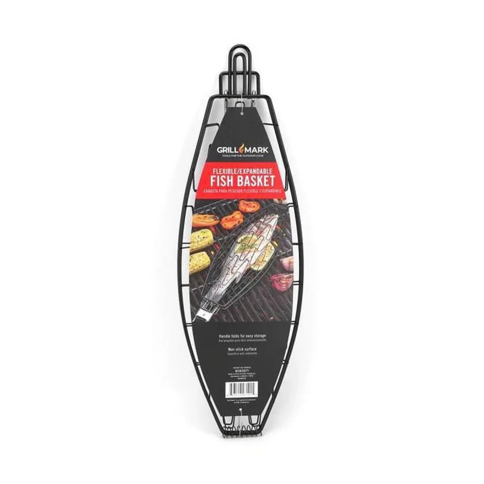 Food-Grade Storage Grill Mark 8083971 Black & Silver Steel Fish Basket