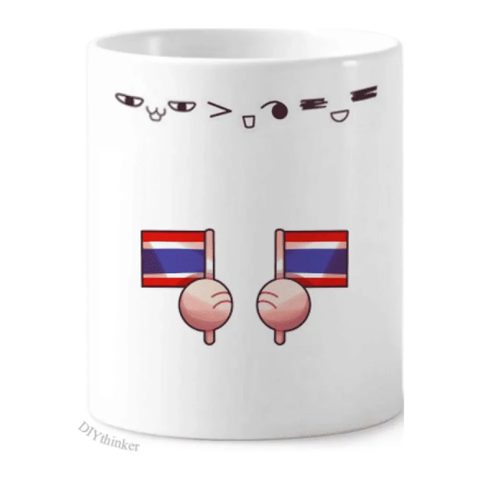 Essential Leak-Proof Thailand Flag Asia Toothbrush Mug Cup Cartoon Lovely Pen Holder