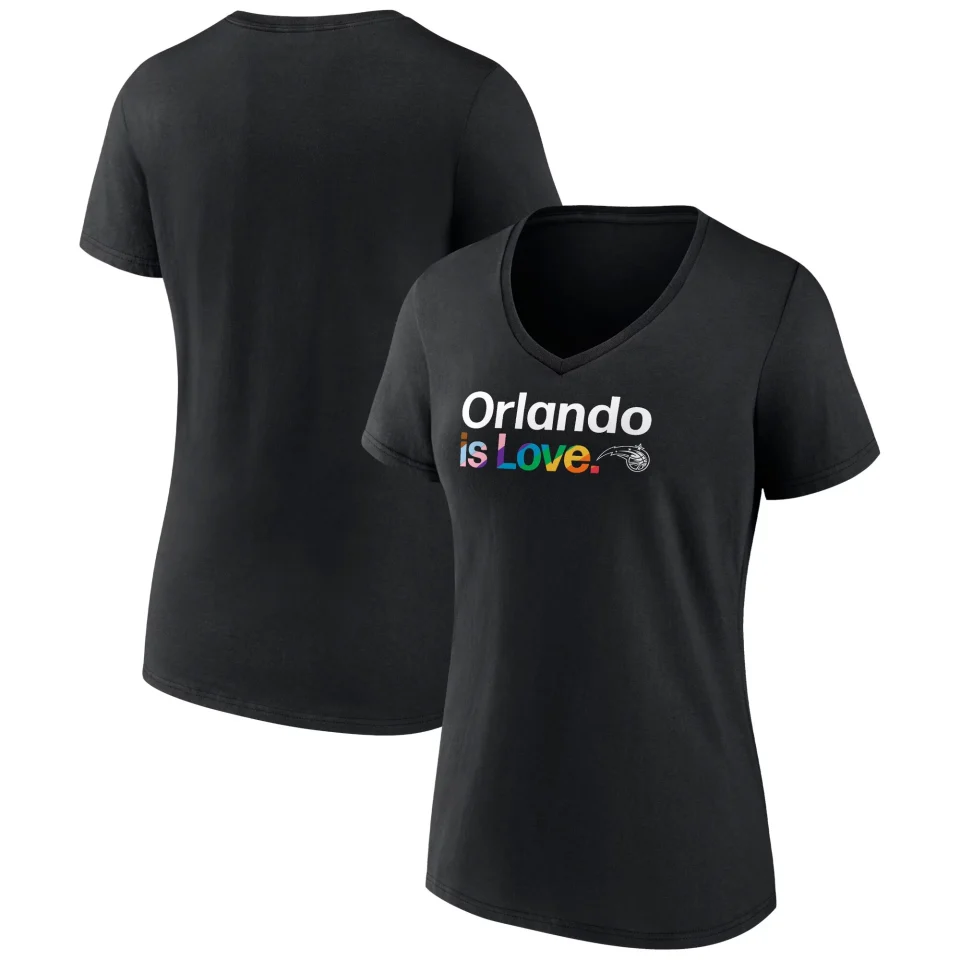 Cooking Gift-Ready Women's Fanatics Branded Black Orlando Magic City Pride Team Logo V-Neck T-Shirt