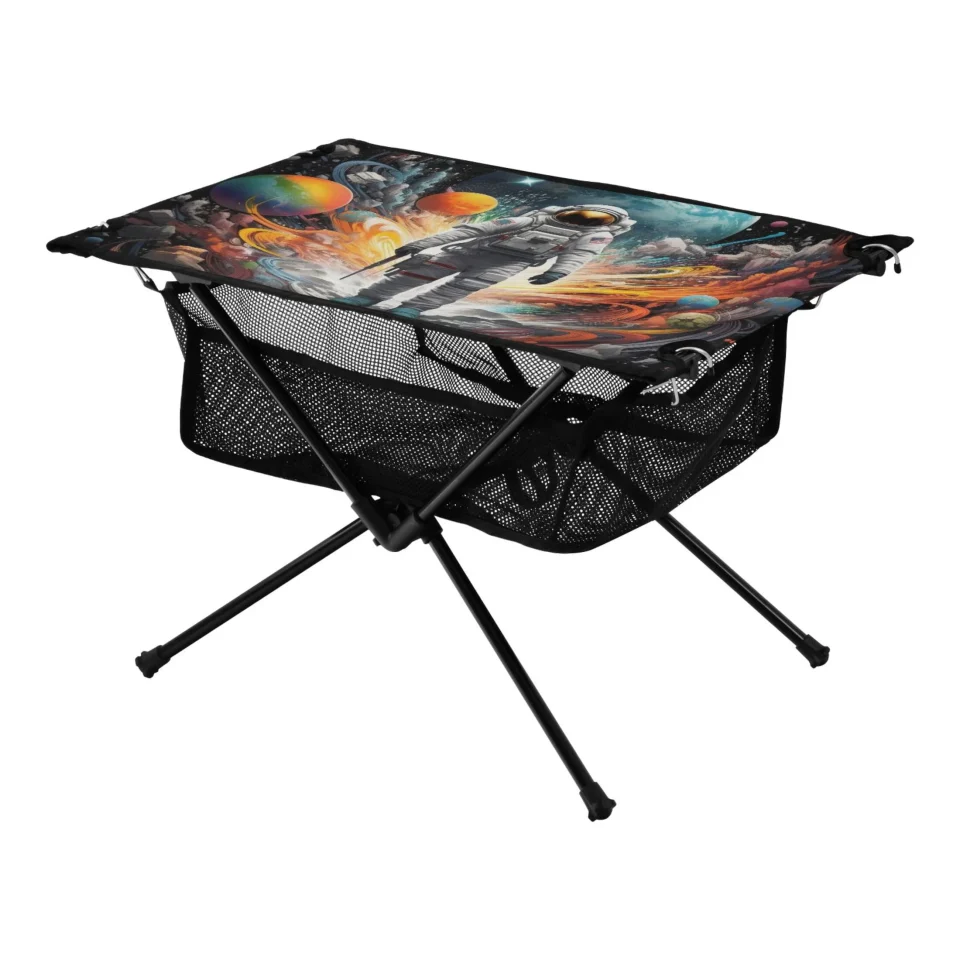 Essential Thickened Astronaut Space Camping Foldable Portable Table Beach Table with Storage Bag Compact Picnic Table for Outdoor Hiking Fishing BBQ