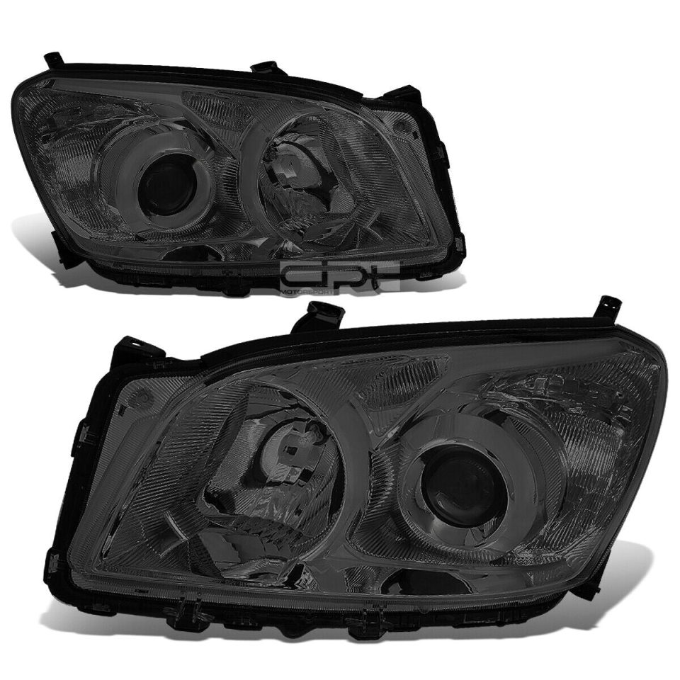 Silicone Cleaning 2009-2012 Toyota RAV4 Smoked Housing Clear Side Projector Headlight/Lamp Set