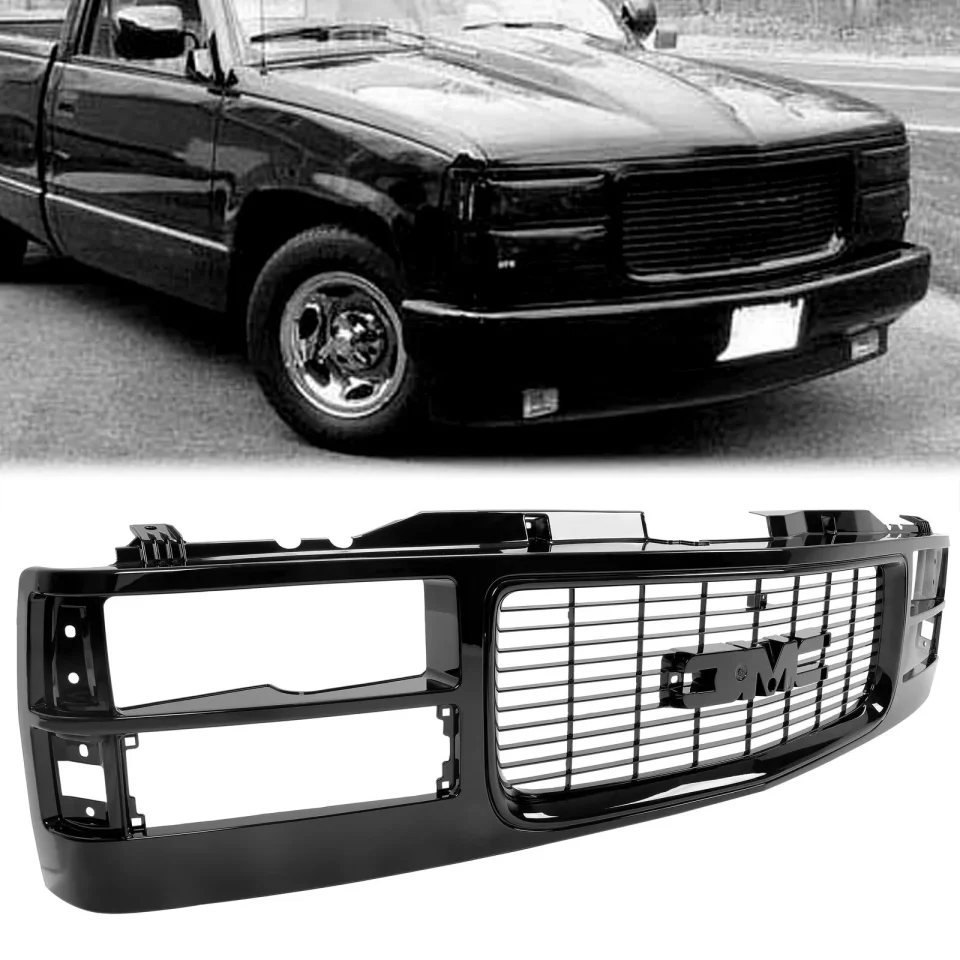 Long-Lasting Kojem Black Front Bumper Grille Grill Assembly Shell And Insert for GMC C/K Truck 94-2000 Suburban/Yukon 94-99 w/Composite Headlights