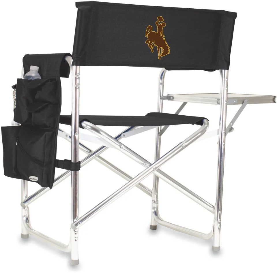 Cast Iron Picnic Time Black Digital Print University Of Wyoming Cowboys Aluminum Sports Chair