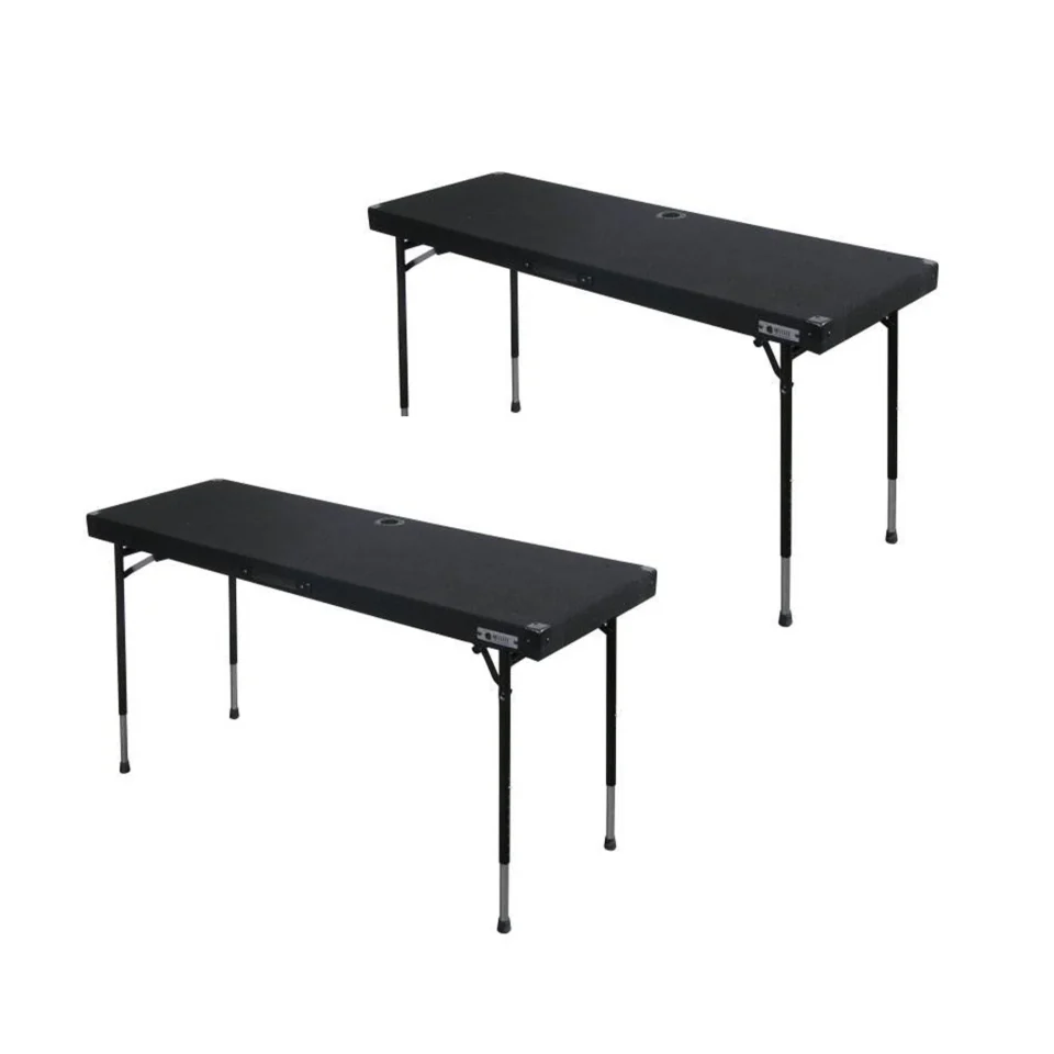 Prime Odyssey CTBC2060 Portable Pro DJ Work Table w/ Adjustable Folding Legs (2 Pack)