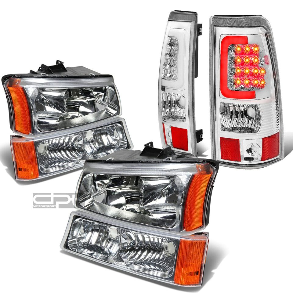 Glass Dining 03-07 SILVERADO CHROME CRYSTAL HEADLIGHT+BUMP