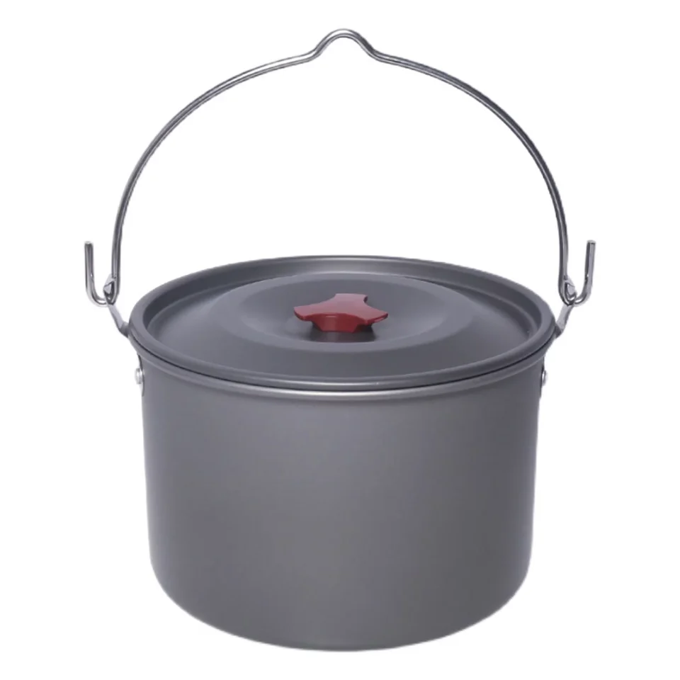 Kitchen Portable Andoer 4.2L Camping Hanging Pot Alumina Oxide Cooking Pot for Outdoor Backpacking Fishing Hiking
