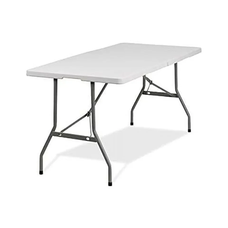 Outdoor titan series plastic bi-folding table - lightweight folding table - outdoor table for camping party dining with carrying handle 30'' w x 72'' l