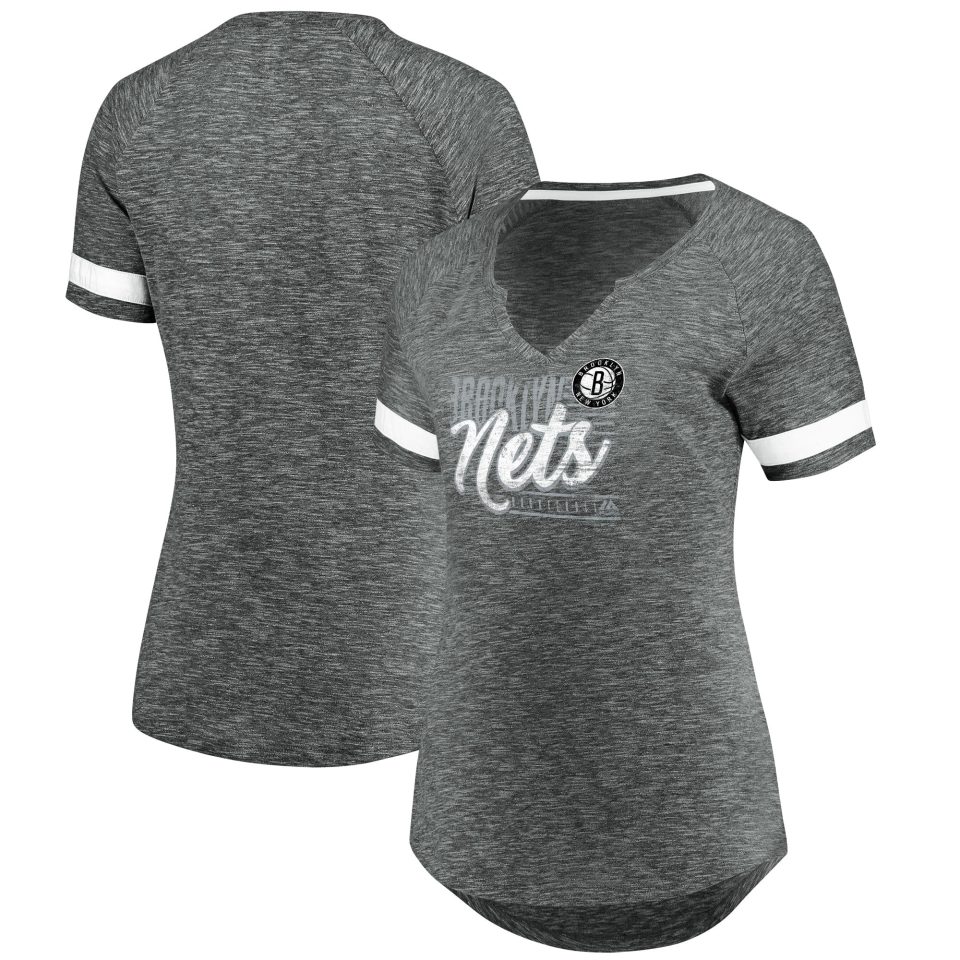 Durable Women's Fanatics Branded Gray/White Brooklyn Nets Showtime Winning With Pride Notch Neck T-Shirt