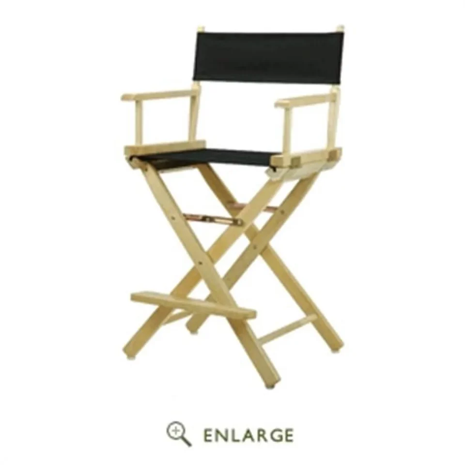 Cast Iron Lightweight Casual Home 220-00-021-15 24 in. Directors Chair Natural Frame with Black Canvas