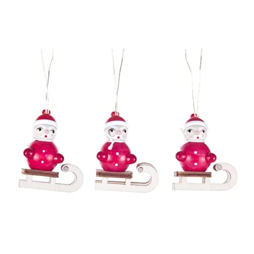 Best-Selling Pinnacle Peak Trading Santa Riding on Sled German Wood Ornament Set 1.6 Inch