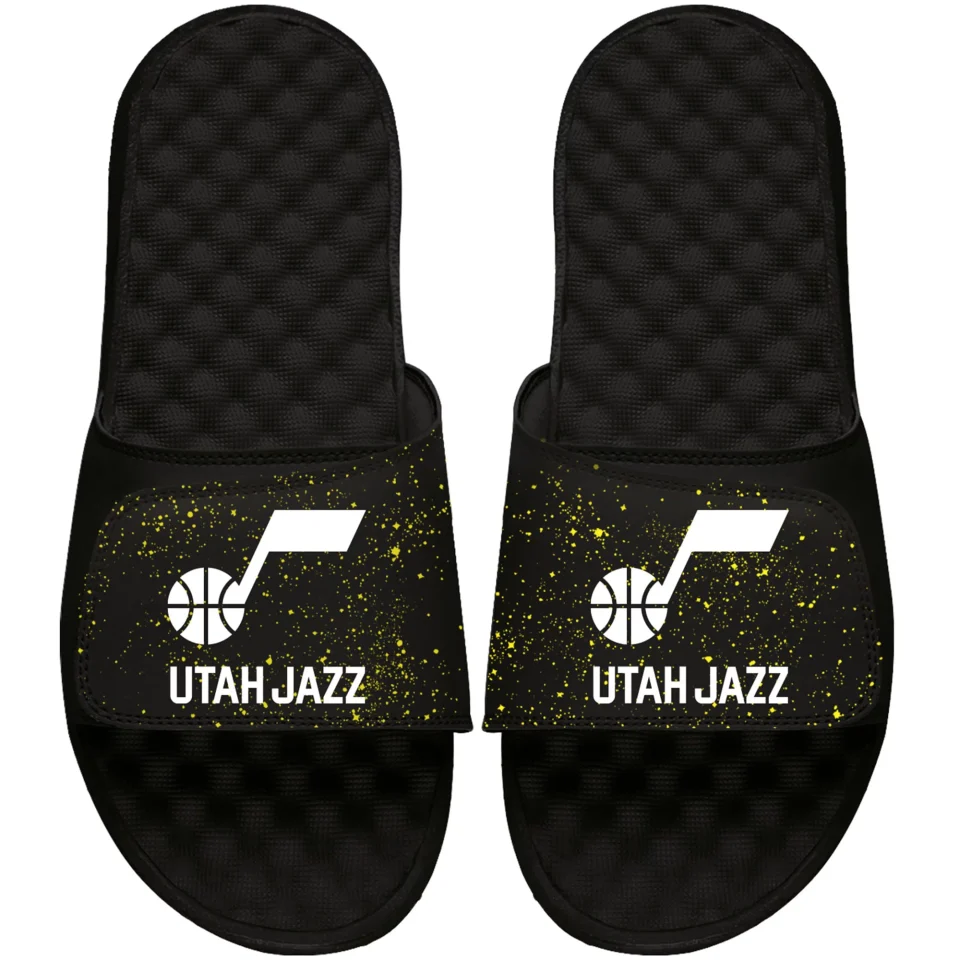 Healthy Men's ISlide Black Utah Jazz Speckle Slide Sandal