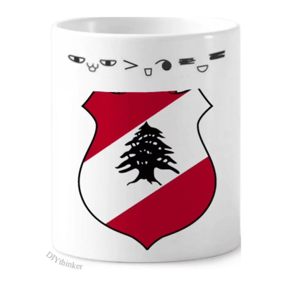 Portable Lebanon Asia National Emblem Toothbrush Mug Cup Cartoon Lovely Pen Holder