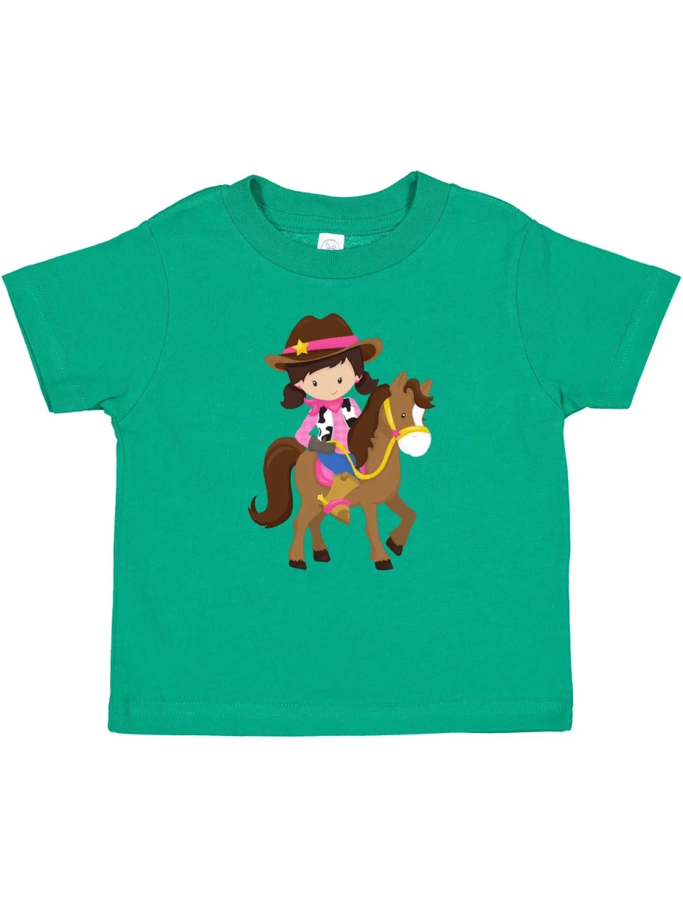 Supreme Bamboo Inktastic Cowgirl, Sheriff, Horse, Western, Brown Hair Girls Baby T-Shirt