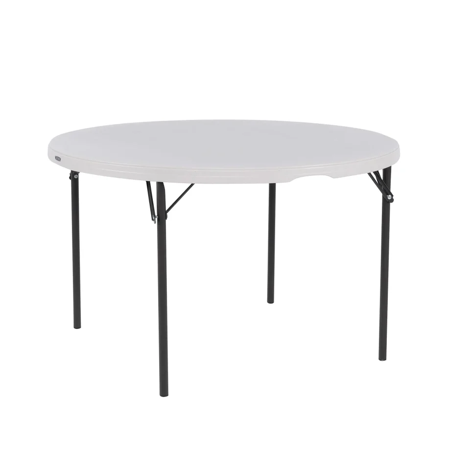 Glass Travel Lifetime 48 inch Round Nesting Table, Indoor/Outdoor Light Commercial Grade, White (81111)