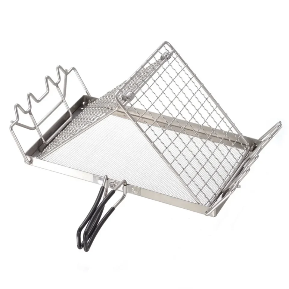 Home Gecheer Andoer Stainless Steel Folding Camp Stove Toaster Rack for Camping Backpacking Picnic, Compact and Portable