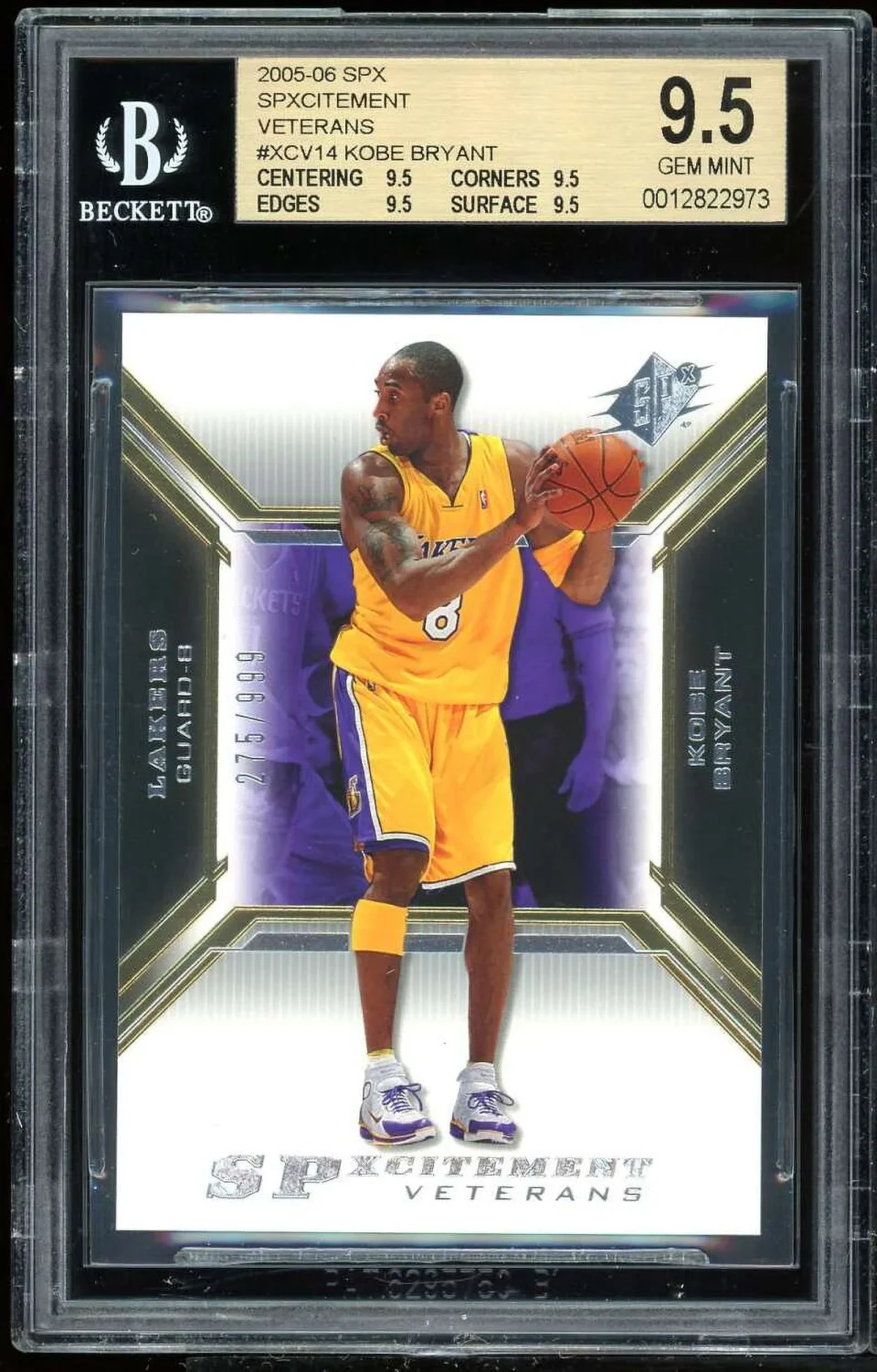 Dining Kobe Bryant 2005-06 SPX Spxcitement Veterans #XCV14 BGS 9.5 (9.5 9.5 9.5 9.5)