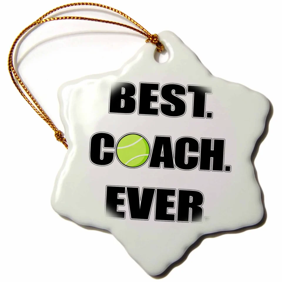 Wooden Cooking 3dRose Tennis - Best. Coach. Ever., Snowflake Ornament, Porcelain, 3-inch
