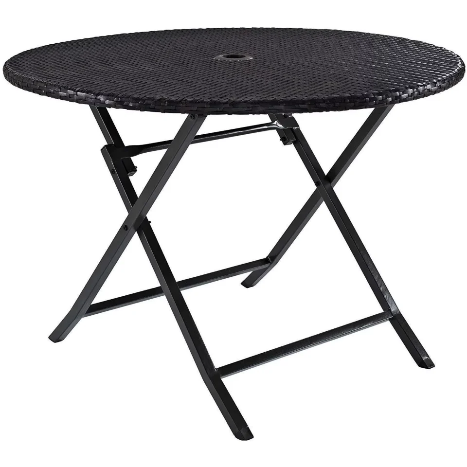 BPA-Free HomeStock Seaside Serenity Outdoor Wicker Folding Table Brown