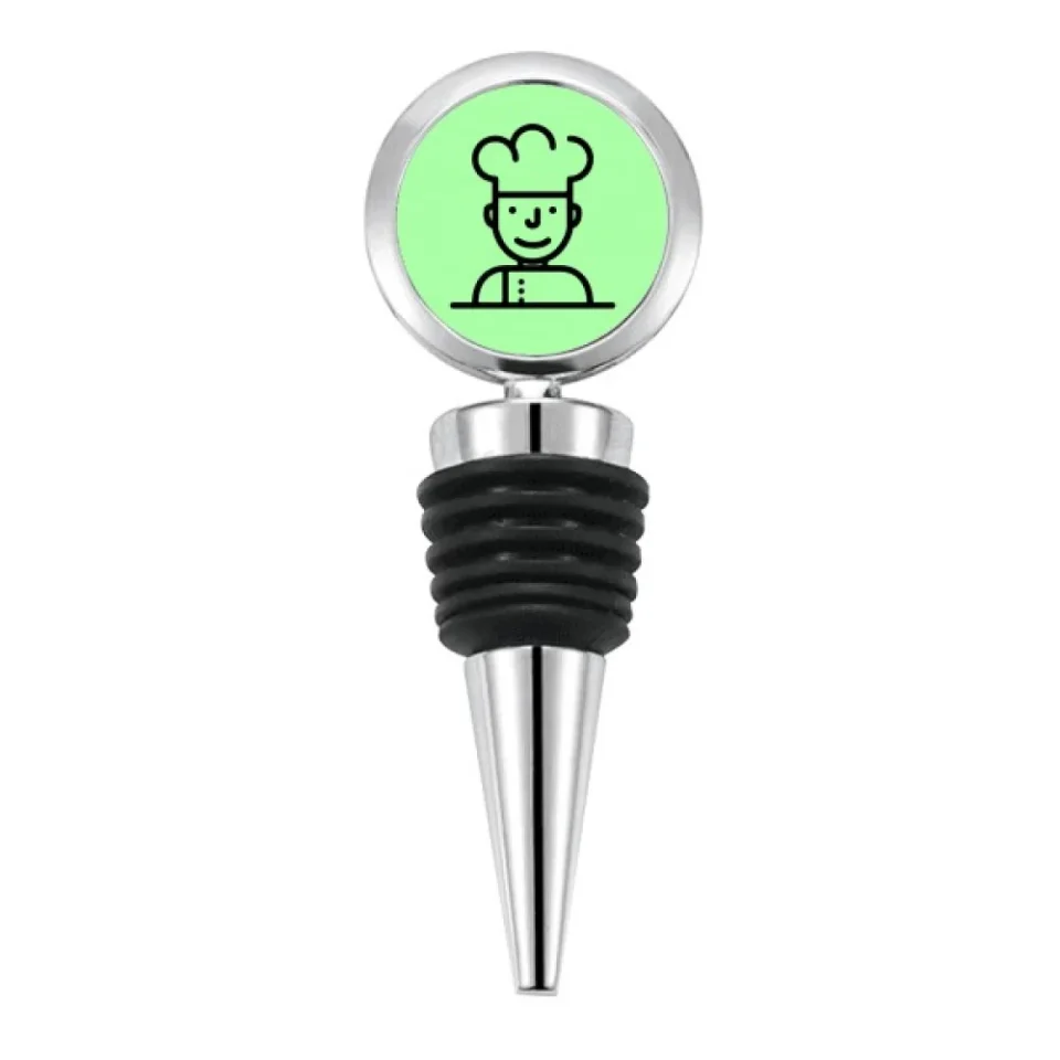 Best-Selling Chef Stick Drawing Brief Concise Amusing Bottle Stopper Stainless Steel Rubber Reusable