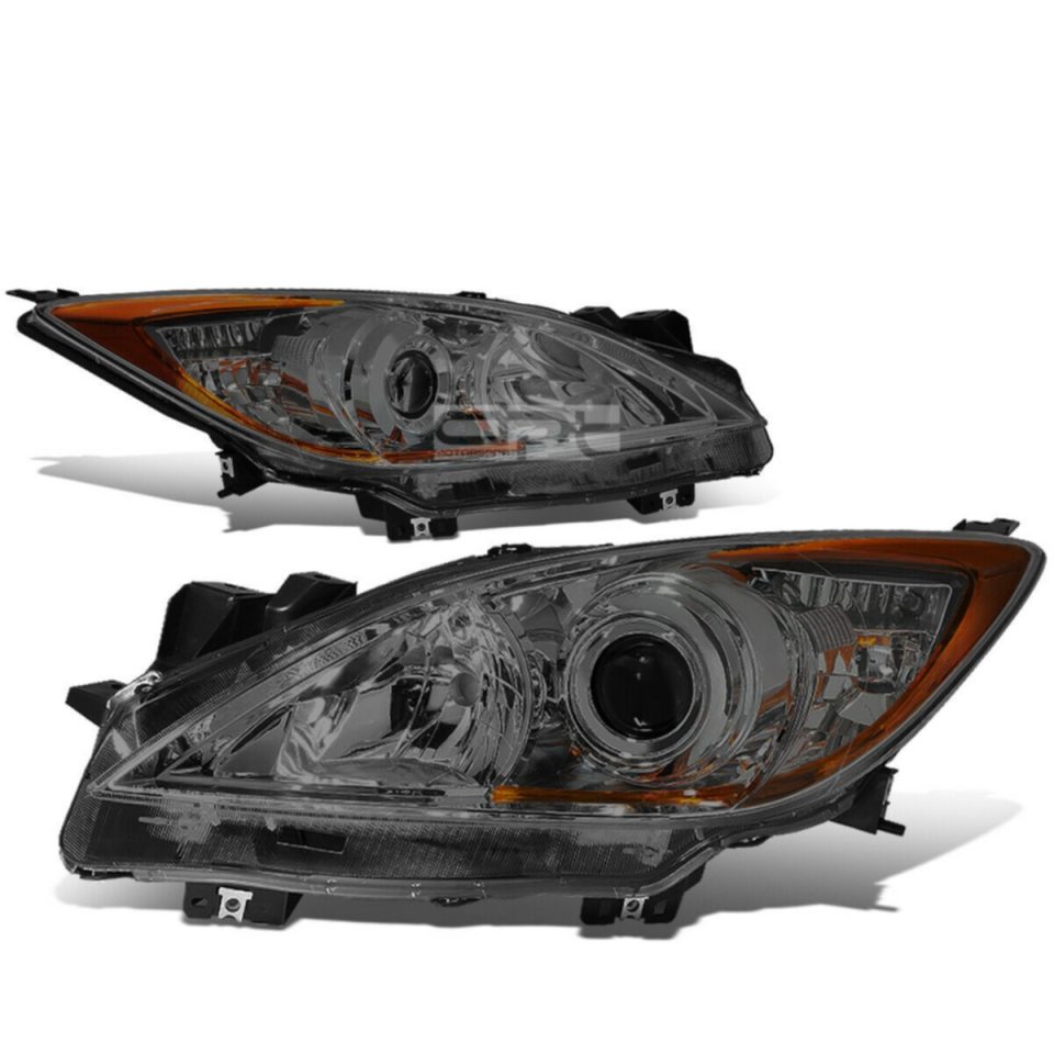 Non-Toxic Ceramic 2010-2013 Mazda 3 Pair Smoked Housing Amber Corner Projector Headlight/Lamp