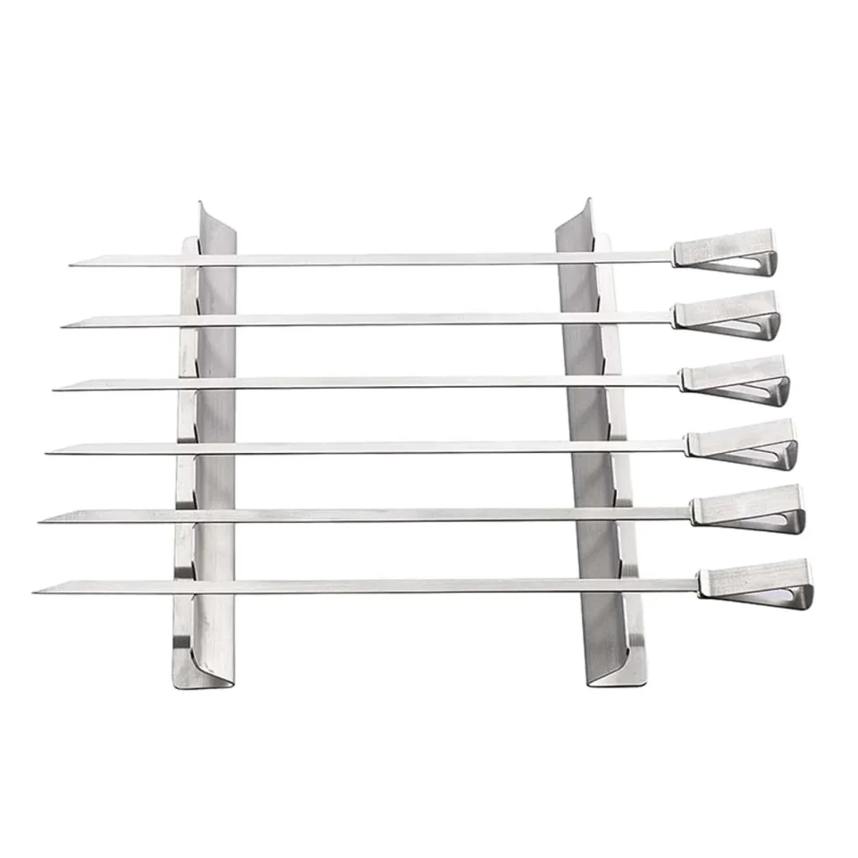 Value kesoto Skewers Rack Set BBQ Skewers 14in Reusable Barbecue Skewers Pins Kebab Skewers BBQ Barbecue Sticks for Kabob Chicken Grilling