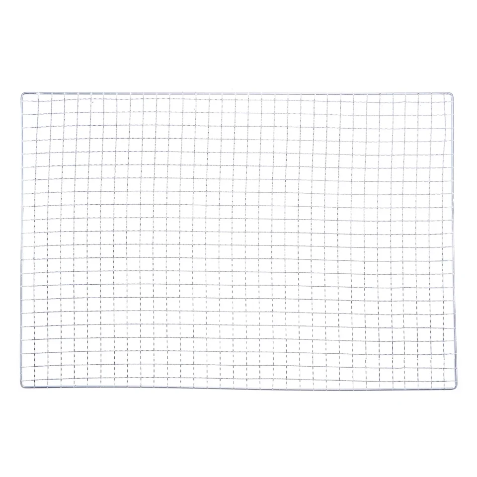 Portable Uxcell Square BBQ Grill Net 16.1x22 Galvanized Iron Barbecue Mesh Mat for Baking Charcoal Grilling Roasting
