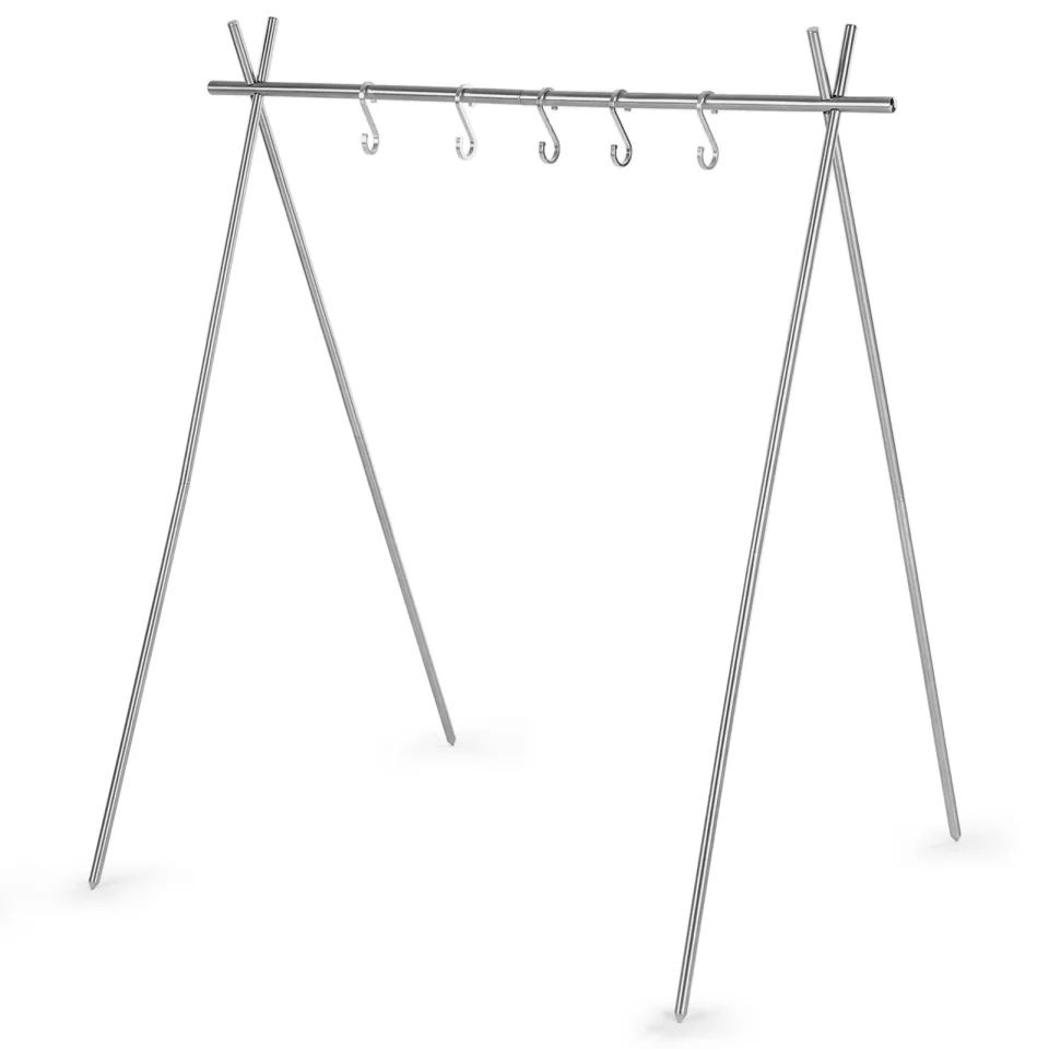 Versatile Portable Collapsible Stainless Steel Camping Hanging Rack for Pot Clothes Hanger