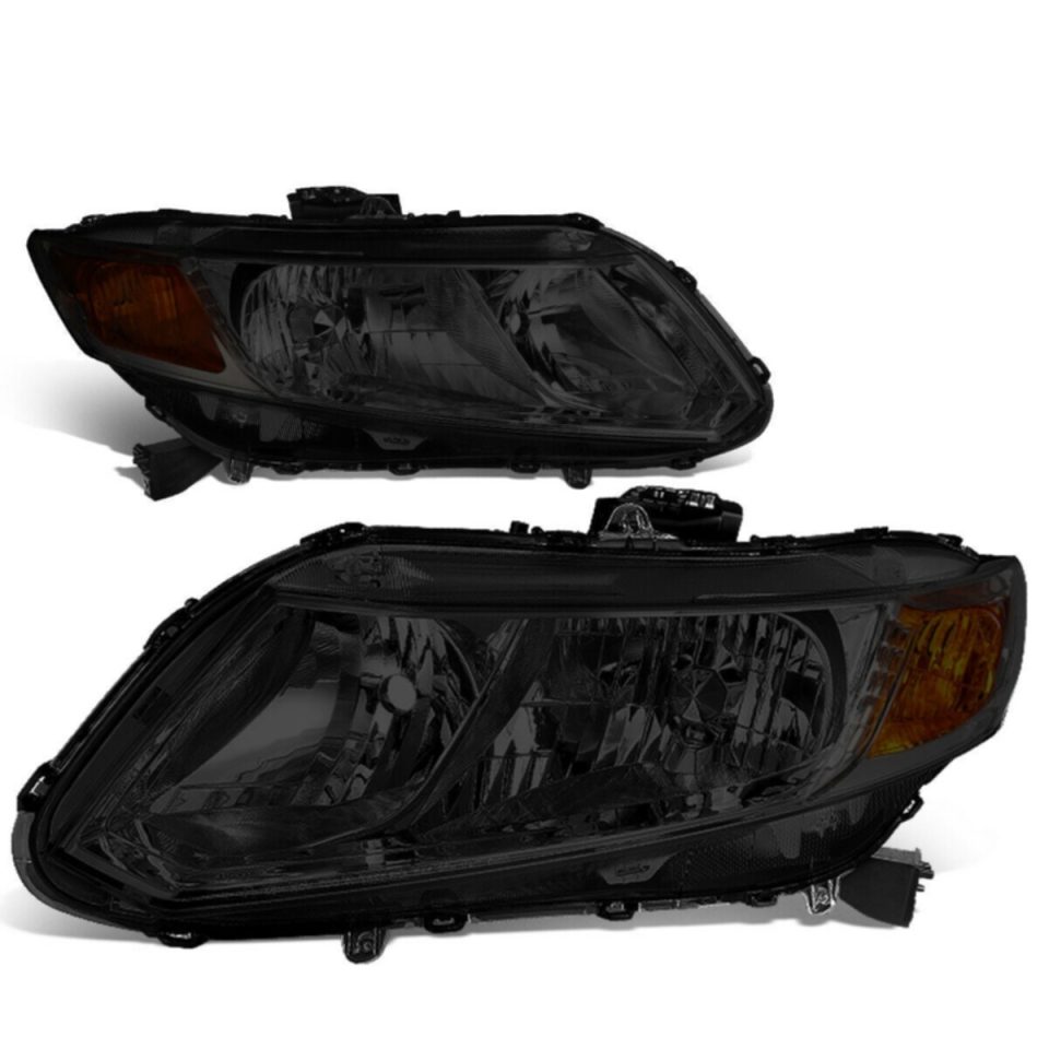 Dining 12-15 Honda Civic Pair Smoked Housing Amber Corner Headlight/Lamp Left+Right