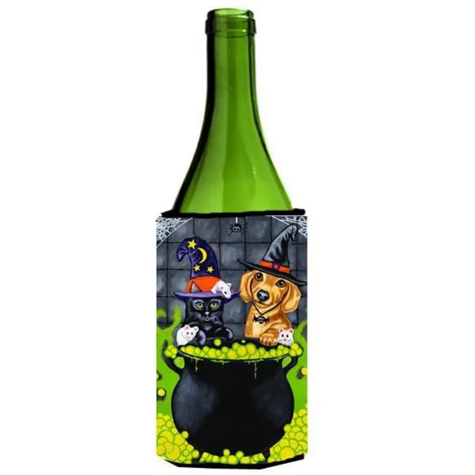 Value Brewing Up Trouble Halloween Dachshund Wine Bottle Can cooler Hugger