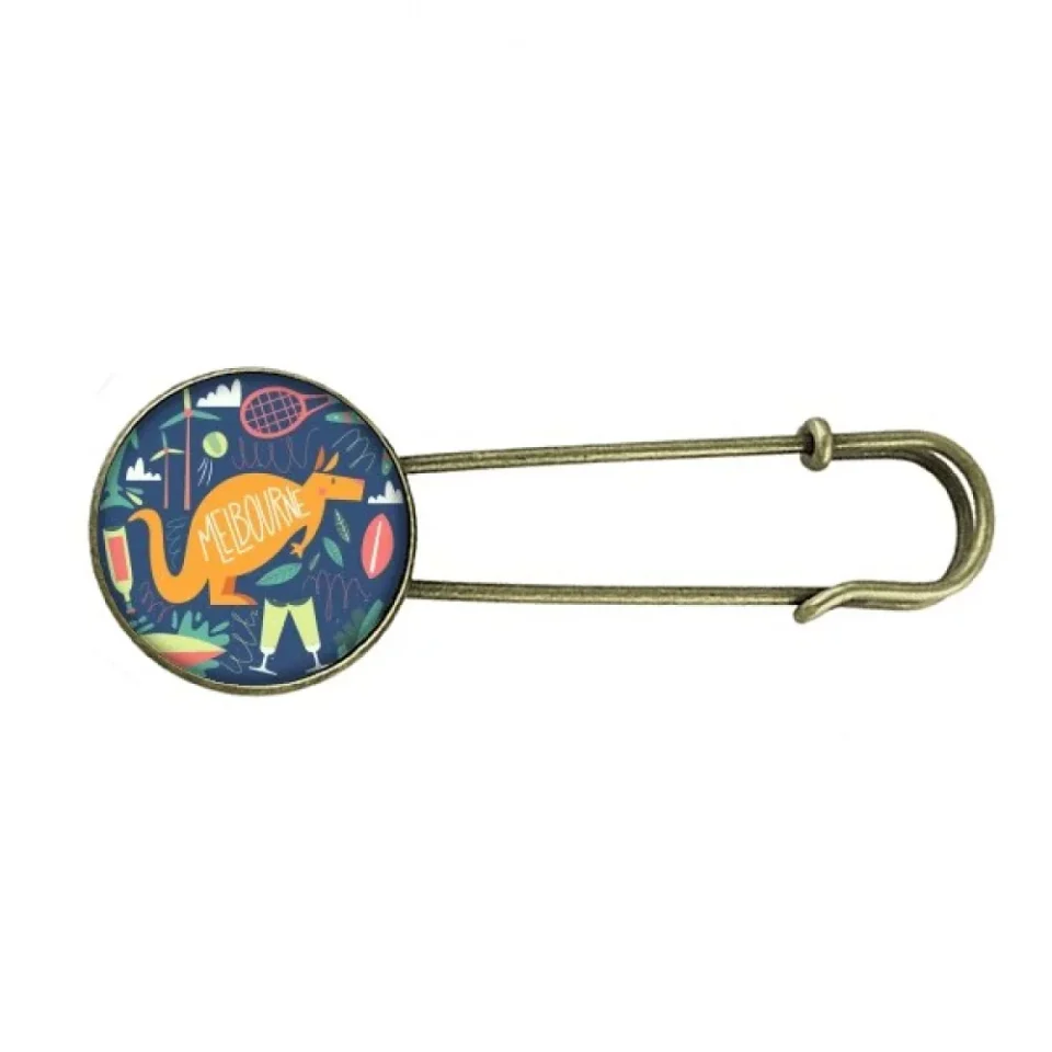 Versatile Top-Rated Melbourne Australia Kangaroo Tennis Surfing Retro Metal Brooch Pin Clip Jewelry