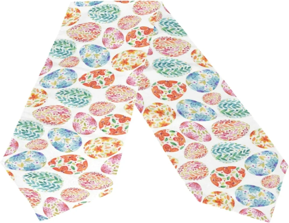 Travel GZHJMY Double Sided Watercolor Easter Eggs Long Polyester Table Runner 13 x 90 Inches Table Cloth Cover Placemats for Kitchen Dinning Living Home Holiday Decor