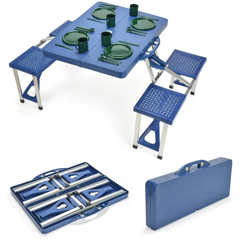 Leak-Proof Portable Folding Picnic Table with 4 Seats by Trademark Innovations