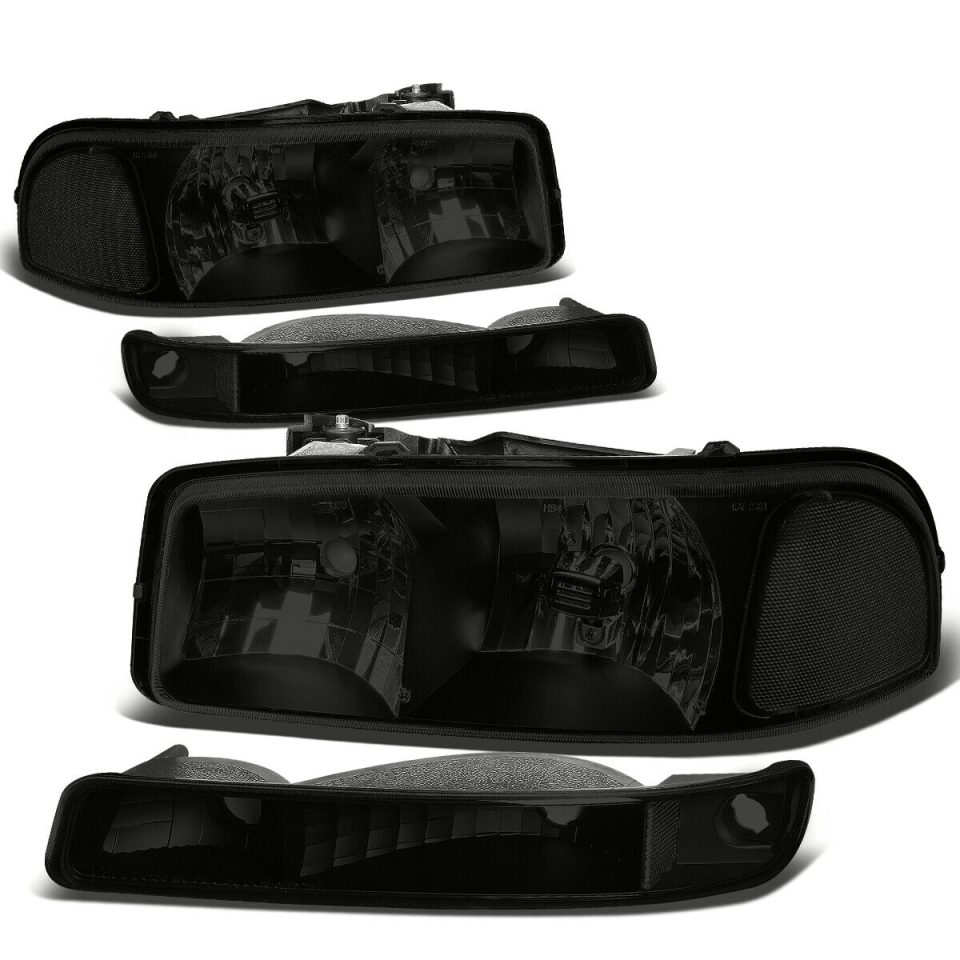Ceramic 99-07 GMC Sierra Yukon XL Tinted Housing Clear Corner Headlight+Bump
