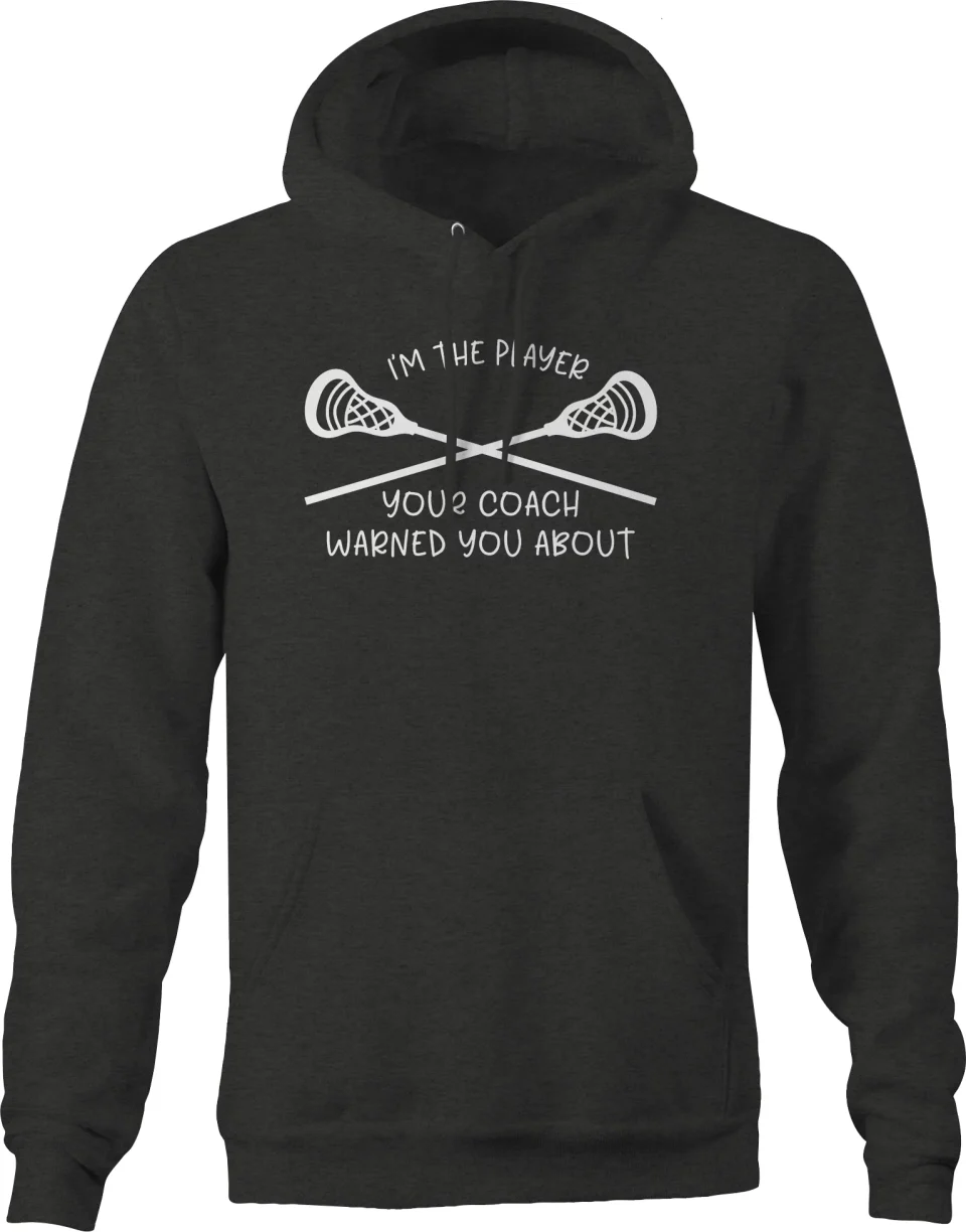 Dining Top-Rated I'm The Player Warned about Sports Lacrosse Hoodie for Big Men 3XL Dark Gray