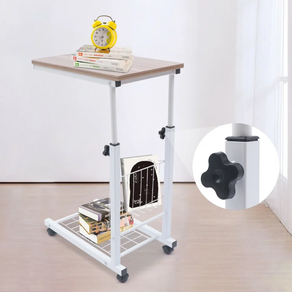 Baking TFCFL Bedside Sofa Side Table Hospital Overbed Rolling Notebook Desk Height Adjustable