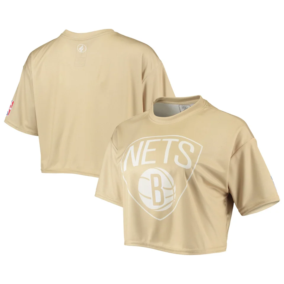 Cleaning Multi-Purpose Women's Tan Brooklyn Nets Sand Crop Top