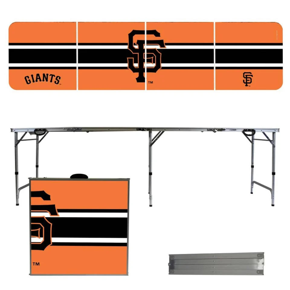 Glass Thickened San Francisco Giants Striped Design 8' Portable Folding Tailgate Table