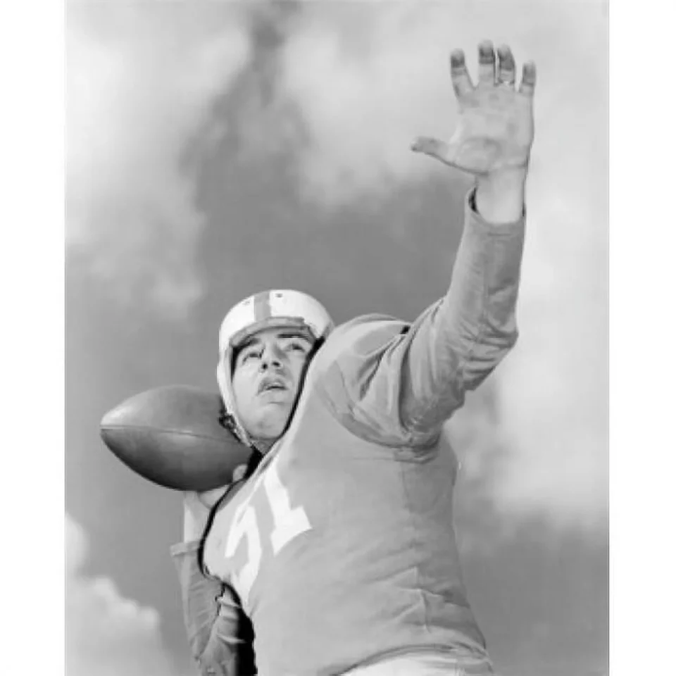 Home American Football Player Throwing Ball Poster Print - 18 x 24 in.