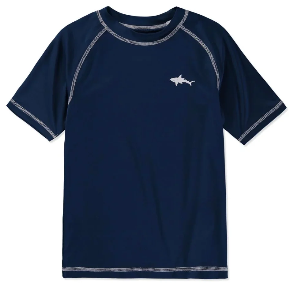Glass Portable Big Chill Boys 2T-18 Shark Rash Guard Short Sleeve Long Sleeve Rashguard Swim Shirt UPF 50+