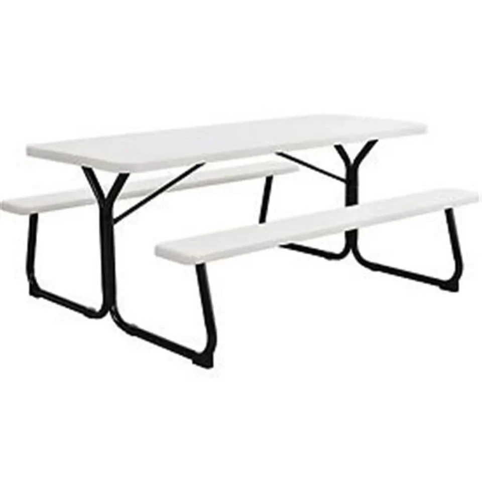Office Upgraded Global Industries 695484 Plastic Picnic Table - Blow Molded - 72 x 30 in., White