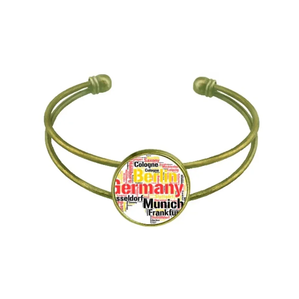 Home Germany City Name Map Style Illustration Bracelet Bangle Retro Open Cuff Jewelry