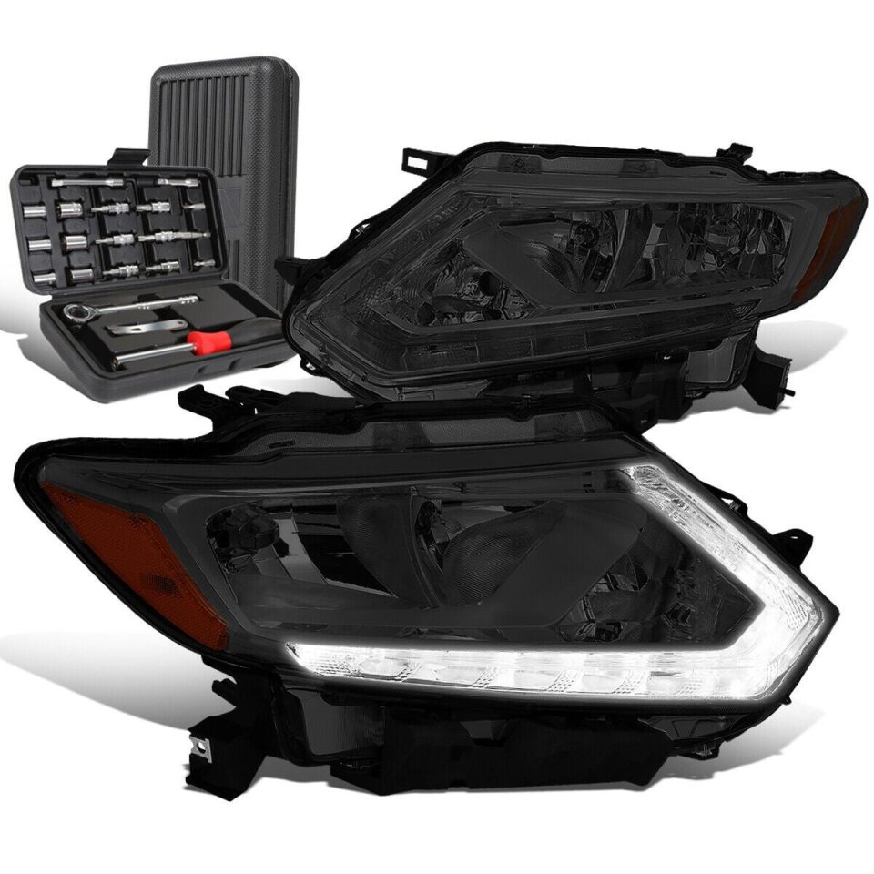 Long-Lasting 2014-2016 Rogue LED DRL Pair Smoked/Amber Side Headlight Head Lamp+Tool Box