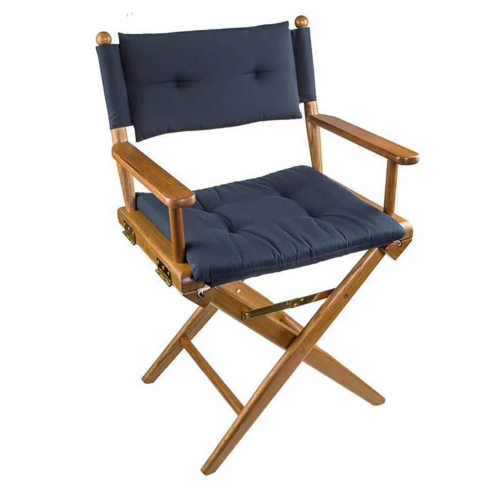 Safe Whitecap 61042 Directors Chair with Navy Cushion for Boat, Teak