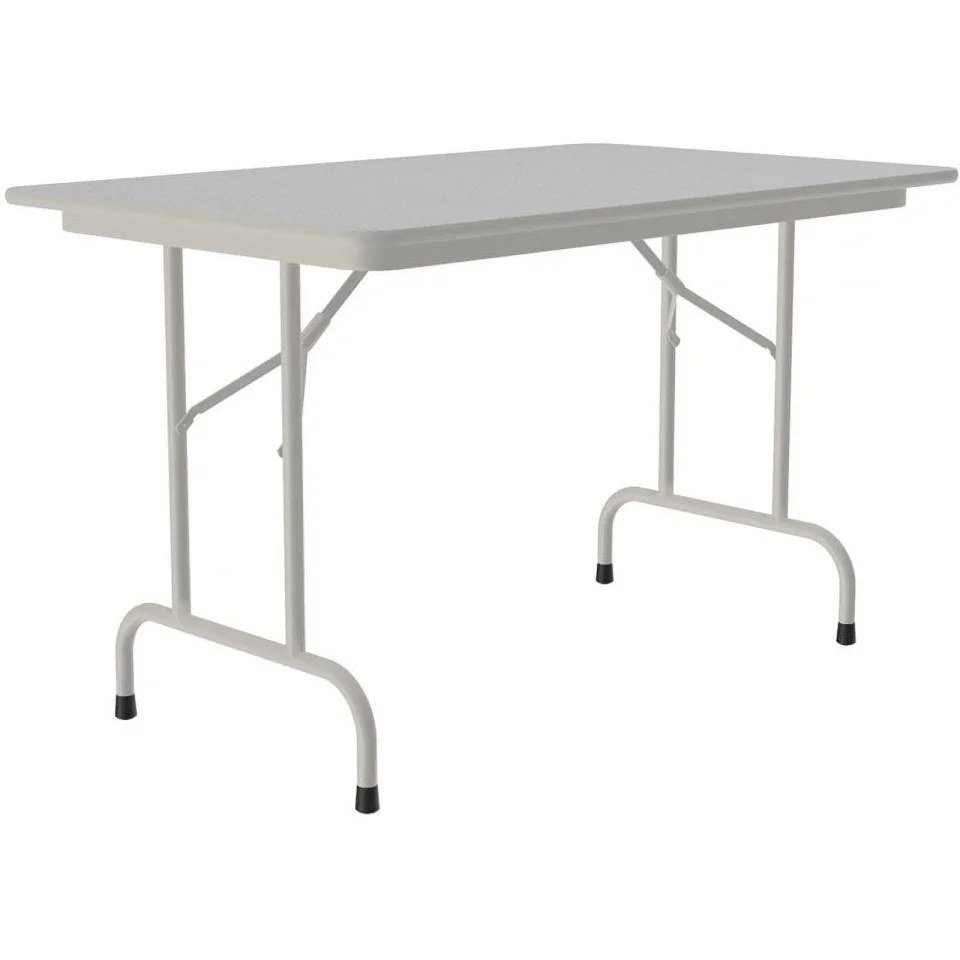 Bamboo Cast Iron UrbanPro 30W x 48D Metal & Wood Folding Table in Gray Granite